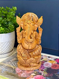 Ganesha Decorativa - Madeira - 20,5