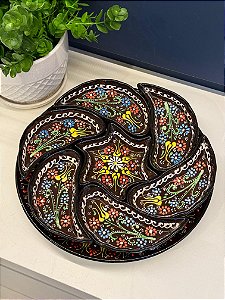 Petisqueira com Prato - Cerâmica - Turquia - Marrom