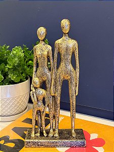 Escultura Familia Decorativa - Resina - Dourado