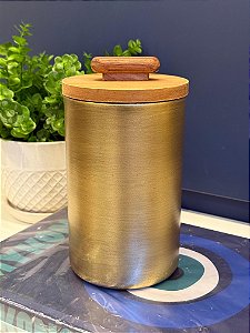 Pote - Aluminio e Madeira - Dourado e Marrom - G