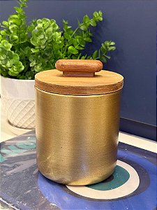 Pote - Aluminio e Madeira - Dourado e Marrom - M