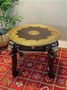 Mesa - Pé de Elefante - Madeira - Com Aplique de metal - G