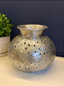 Vaso Alumínio - Martelado - Prata