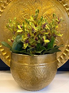 Cachepot em Alumínio - Dourado - 31CM