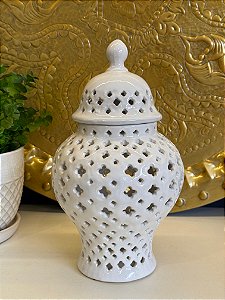 Potiche - Cerâmica - Branco - 28CM