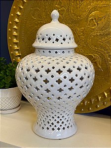 Potiche - Cerâmica - Branco - 47CM