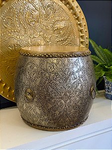 Tamborete - Garden Seat - Pintado à mão - Champagne e Dourado