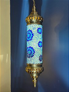 Luminária de Teto Turca Metal e Vidro Azul