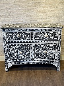 Cômoda em Osso - Marchetaria - Preto e Branco