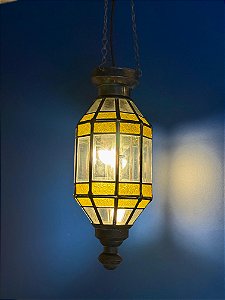 Luminária de Teto - Metal e Vidro - Amarelo