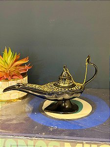 Lâmpada Mágica - Metal - Preto e Dourado - 21CM