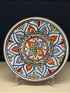 Prato de Parede Pequeno - Tunísia - Decorativo - Cerâmica - Pintado à mão -  Colorido