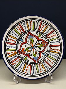 Prato de Parede Pequeno - Tunísia - Decorativo - Cerâmica - Pintado à mão -  Colorido