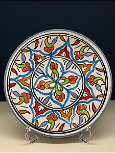 Prato de Parede Pequeno - Tunísia - Decorativo - Cerâmica - Pintado à mão - Colorido