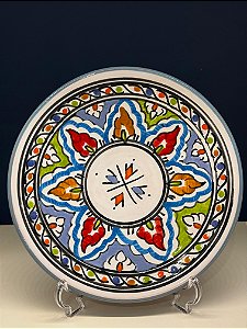 Prato de Parede Pequeno - Tunísia - Decorativo - Cerâmica - Pintado à mão - Colorido