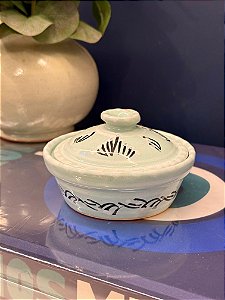 Tagine Saleiro Marroquino - Ceramica - Pitando à mão - Turquesa