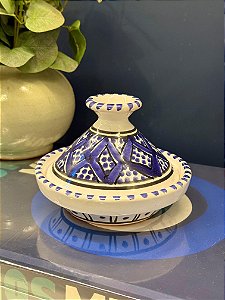 Tagine Saleiro Marroquino - Cerâmica - Pitando à mão - Roxo