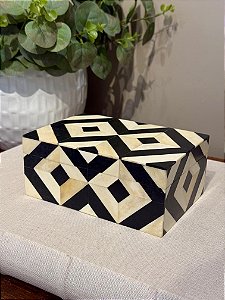 Caixa Decorativa - Osso -  Porta Jóias - Preto e Branco