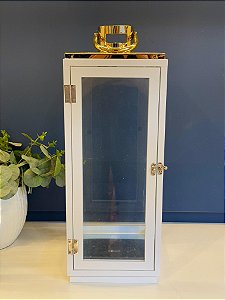 Lanterna - Madeira e Metal - Branco e Dourado - 53,5CM
