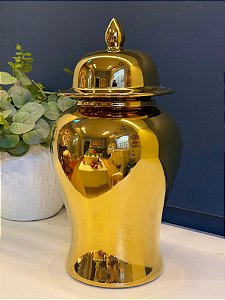 Potiche  - Cerâmica - Dourado - 35,5cm