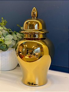 Potiche  - Cerâmica - Dourado - 37,5cm