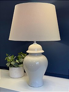 Abajur - Cerâmica - Off White com Cúpula