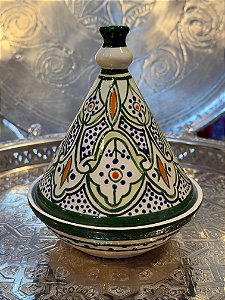 Tagine Saleiro - Modelo Marrocos - Verde e Laranja