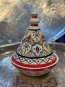 Tagine Saleiro - Modelo Marrocos - Vermelho, Preto e Amarelo
