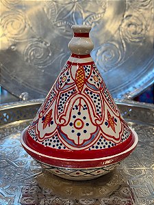 Tagine Saleiro - Modelo Marrocos - Vermelho e Azul