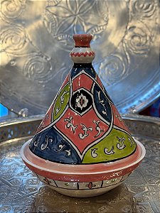 Tagine Saleiro - Modelo Marrocos - Azul, Rosa e Verde