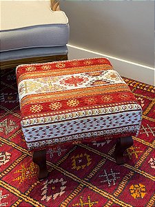 Banqueta Jacquard Turquia - Vermelho e Branco