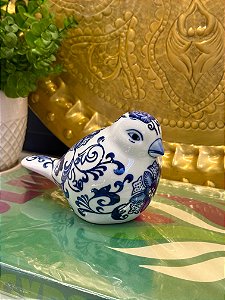 Pássaro Decorativa - Porcelana - Azul e Branco