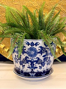 Cachepot em Ceramica - Azul - 25,5CM