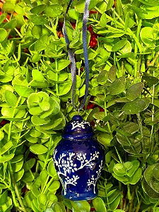 Enfeite Potiche - Árvore de Natal - Cerâmica - Azul e Branco