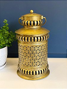 Lanterna - Porta Vela - Metal - Dourada - 35CM