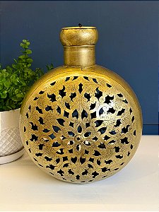 Lanterna - Porta Vela - Metal - Dourada - 31CM