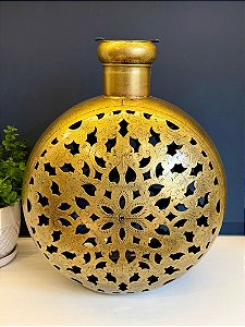 Lanterna - Porta Vela - Metal - Dourada - 46CM
