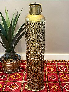 Lanterna - Porta Vela - Metal - Dourada - 87CM