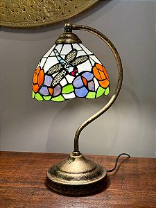 Abajur Tiffany - Pendente - Vitral - Dourado