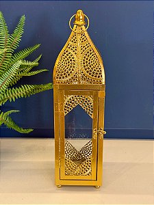 Lanterna - Metal e Vidro - Dourado - 39CM
