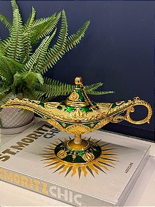 Lâmpada Mágica - Metal - Verde e Dourada - GG
