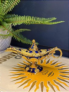 Lâmpada Mágica - Metal - Azul e Dourada - M