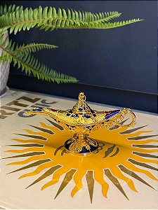 Lâmpada Mágica - Metal - Azul e Dourada - P