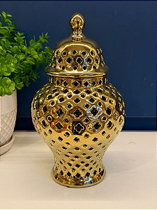 Potiche - Cerâmica - Dourado - 28CM