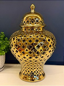 Potiche - Cerâmica - Dourado - 47CM