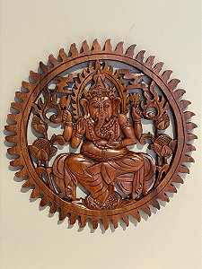 Mandala de Madeira com Ganesha