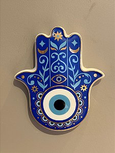 Hamsa de Parede ou Mesa - Cerâmica - Mão de Fátima