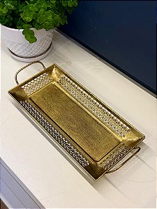 Bandeja - Metal - Dourado Envelhecido - M