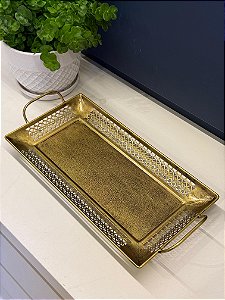 Bandeja - Metal - Dourado Envelhecido - G