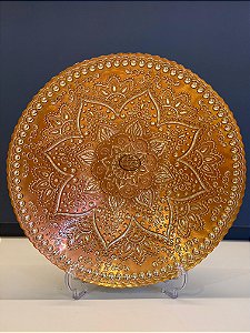 Centro de Mesa em Vitral - Cobre e Dourado - Grande